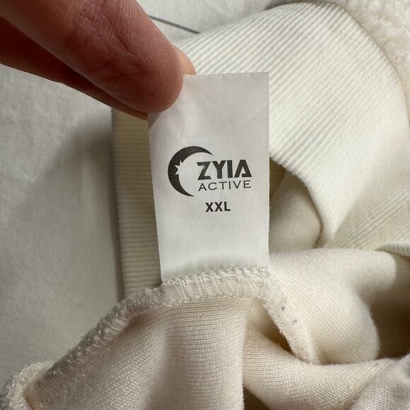 Zyia Jacket Womens XXL Cream Ivory Sherpa Bomber Full Zip Athletic Neutral - Picture 5 of 9